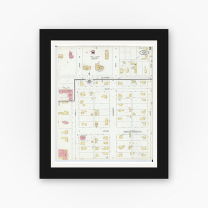 Old map wall art mockup — black gallery frame with white mat — Sanborn Fire Insurance Map from Alma, Gratiot County, Michigan (1902), Sheet #0003