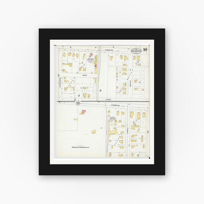 Old map wall art mockup — black gallery frame with white mat — Sanborn Fire Insurance Map from Bowling Green, Wood County, Ohio (1900), Sheet #0010