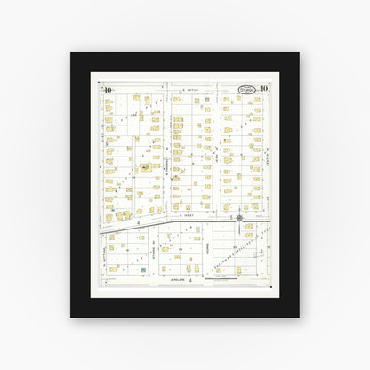 Old map wall art mockup — black gallery frame with white mat — Sanborn Fire Insurance Map from Sturgis, Saint Joseph County, Michigan (1923), Sheet #0010