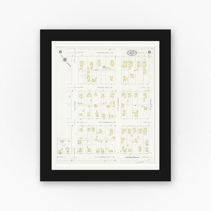 Old map wall art mockup — black gallery frame with white mat — Sanborn Fire Insurance Map from Lake City, Wabasha County, Minnesota (1930), Sheet #0006