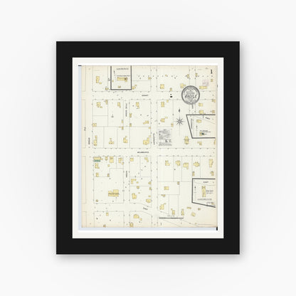 Old map wall art mockup — black gallery frame with white mat — Sanborn Fire Insurance Map from Argyle, Lafayette County, Wisconsin (1908) - Complete Map Set