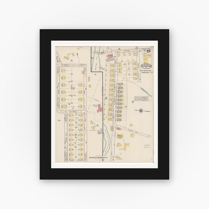 Old map wall art mockup — black gallery frame with white mat — Sanborn Fire Insurance Map from Haverstraw, Rockland County, New York (1921), Sheet #0019
