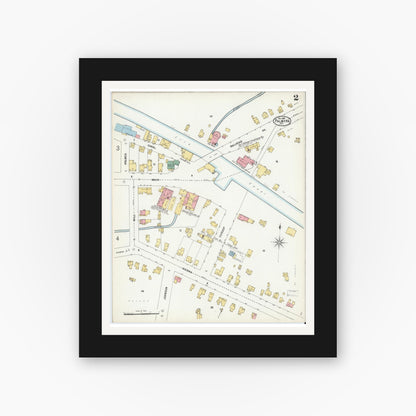 Old map wall art mockup — black gallery frame with white mat — Sanborn Fire Insurance Map from Palmyra, Wayne County, New York (1899) - Complete Map Set