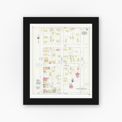 Old map wall art mockup — black gallery frame with white mat — Sanborn Fire Insurance Map from Sparta, Monroe County, Wisconsin (1911), Sheet #0006