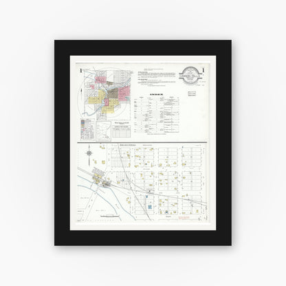Old map wall art mockup — black gallery frame with white mat — Sanborn Fire Insurance Map from Cannon Falls, Goodhue County, Minnesota (1938) - Complete Map Set
