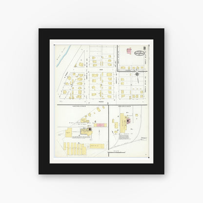 Old map wall art mockup — black gallery frame with white mat — Sanborn Fire Insurance Map from Poplar Bluff, Butler County, Missouri (1910), Sheet #0011
