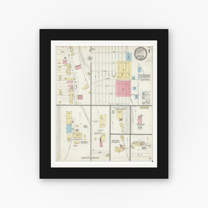 Old map wall art mockup — black gallery frame with white mat — Sanborn Fire Insurance Map from Lehighton, Carbon County, Pennsylvania (1896) - Complete Map Set