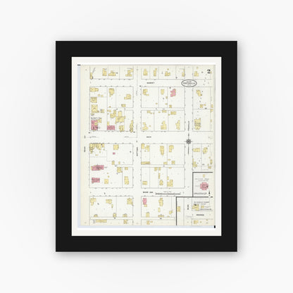Old map wall art mockup — black gallery frame with white mat — Sanborn Fire Insurance Map from Centreville, Saint Joseph County, Michigan (1911), Sheet #0002