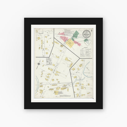 Old map wall art mockup — black gallery frame with white mat — Sanborn Fire Insurance Map from New Egypt, Ocean County, New Jersey (1911), Sheet #0001