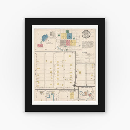 Old map wall art mockup — black gallery frame with white mat — Sanborn Fire Insurance Map from Holtville, Imperial County, California (1914) - Complete Map Set