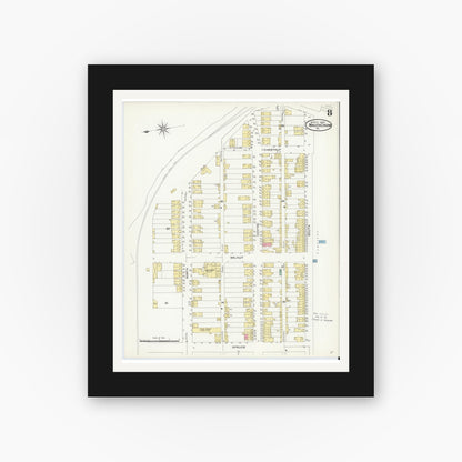 Old map wall art mockup — black gallery frame with white mat — Sanborn Fire Insurance Map from Mauch Chunk, Carbon County, Pennsylvania (1908), Sheet #0008