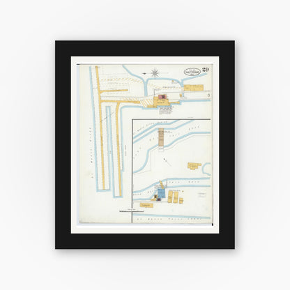 Old map wall art mockup — black gallery frame with white mat — Sanborn Fire Insurance Map from Sault Sainte Marie, Chippewa County, Michigan (1906), Sheet #0029