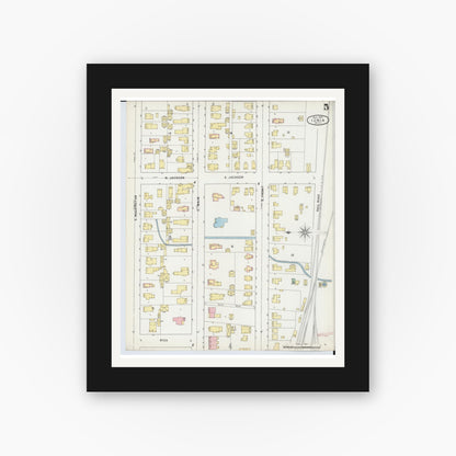 Old map wall art mockup — black gallery frame with white mat — Sanborn Fire Insurance Map from Ionia, Ionia County, Michigan (1895), Sheet #0005