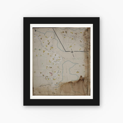 Old map wall art mockup — black gallery frame with white mat — Sanborn Fire Insurance Map from Cohasset, Norfolk County, Massachusetts (1963), Sheet #0008