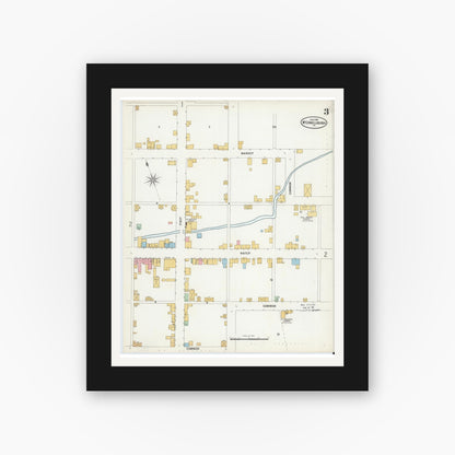 Old map wall art mockup — black gallery frame with white mat — Sanborn Fire Insurance Map from McConnellsburgh, Fulton County, Pennsylvania (1899), Sheet #0003