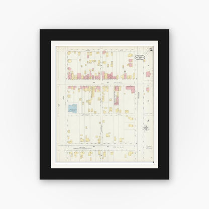 Old map wall art mockup — black gallery frame with white mat — Sanborn Fire Insurance Map from Beaver, Beaver County, Pennsylvania (1896), Sheet #0002