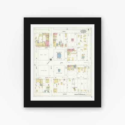 Old map wall art mockup — black gallery frame with white mat — Sanborn Fire Insurance Map from Uvalde, Uvalde County, Texas (1910), Sheet #0004