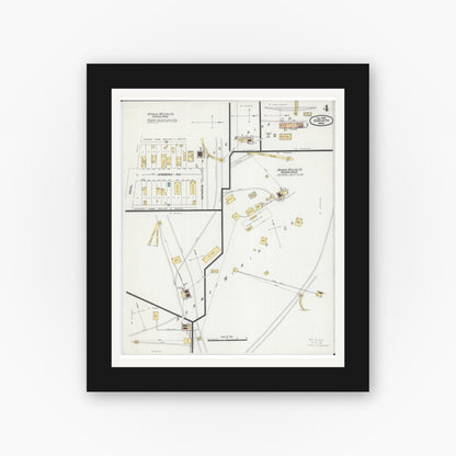 Old map wall art mockup — black gallery frame with white mat — Sanborn Fire Insurance Map from Eveleth, Saint Louis County, Minnesota (1900), Sheet #0004