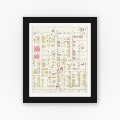 Old map wall art mockup — black gallery frame with white mat — Sanborn Fire Insurance Map from Duquesne, Allegheny County, Pennsylvania (1917), Sheet #0007