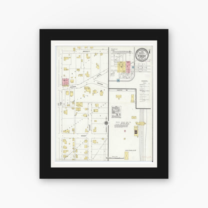 Old map wall art mockup — black gallery frame with white mat — Sanborn Fire Insurance Map from Hymera, Sullivan County, Indiana (1910) - Complete Map Set