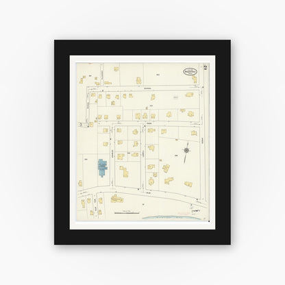 Old map wall art mockup — black gallery frame with white mat — Sanborn Fire Insurance Map from Braintree, Norfolk County, Massachusetts (1911), Sheet #0002