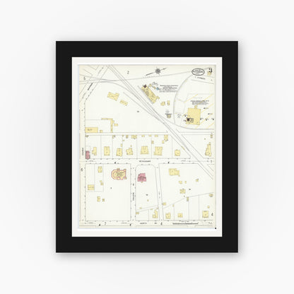 Old map wall art mockup — black gallery frame with white mat — Sanborn Fire Insurance Map from Pittsburg, Camp County, Texas (1911), Sheet #0003