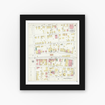 Old map wall art mockup — black gallery frame with white mat — Sanborn Fire Insurance Map from Tarentum, Allegheny County, Pennsylvania (1902), Sheet #0004