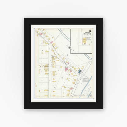 Old map wall art mockup — black gallery frame with white mat — Sanborn Fire Insurance Map from Gallipolis, Gallia County, Ohio (1916), Sheet #0003