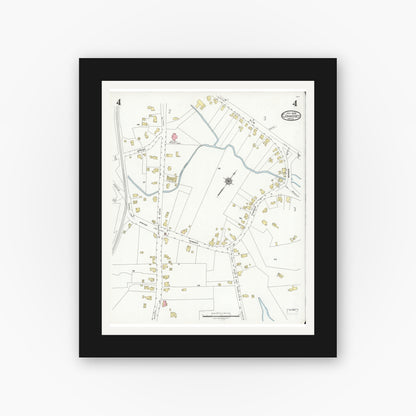 Old map wall art mockup — black gallery frame with white mat — Sanborn Fire Insurance Map from Cohasset, Norfolk County, Massachusetts (1928), Sheet #0004