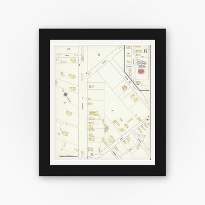 Old map wall art mockup — black gallery frame with white mat — Sanborn Fire Insurance Map from Luzerne, Luzerne County, Pennsylvania (1911), Sheet #0017