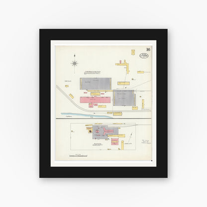 Old map wall art mockup — black gallery frame with white mat — Sanborn Fire Insurance Map from Latrobe, Westmoreland County, Pennsylvania (1903), Sheet #0016