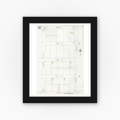 Old map wall art mockup — black gallery frame with white mat — Sanborn Fire Insurance Map from Chicago, Cook County, Illinois (1920), Sheet #0059