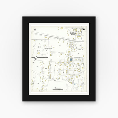 Old map wall art mockup — black gallery frame with white mat — Sanborn Fire Insurance Map from Franklin, Independent Cities, Virginia (1923), Sheet #0010