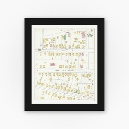 Old map wall art mockup — black gallery frame with white mat — Sanborn Fire Insurance Map from Oneida, Madison County, New York (1904), Sheet #0005