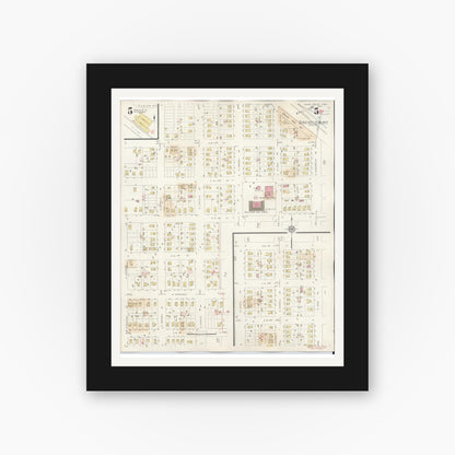 Old map wall art mockup — black gallery frame with white mat — Sanborn Fire Insurance Map from Eagle Grove, Wright County, Iowa (1941), Sheet #0005