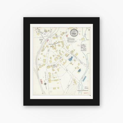 Old map wall art mockup — black gallery frame with white mat — Sanborn Fire Insurance Map from Sparkill, Rockland County, New York (1910) - Complete Map Set