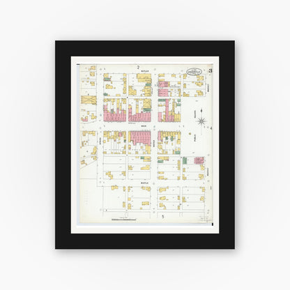 Old map wall art mockup — black gallery frame with white mat — Sanborn Fire Insurance Map from Loudonville, Ashland County, Ohio (1900), Sheet #0003