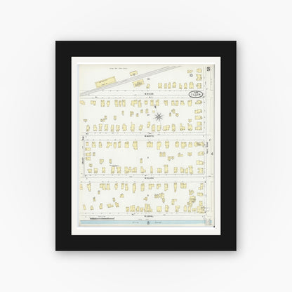 Old map wall art mockup — black gallery frame with white mat — Sanborn Fire Insurance Map from Ilion, Herkimer County, New York (1897), Sheet #0003