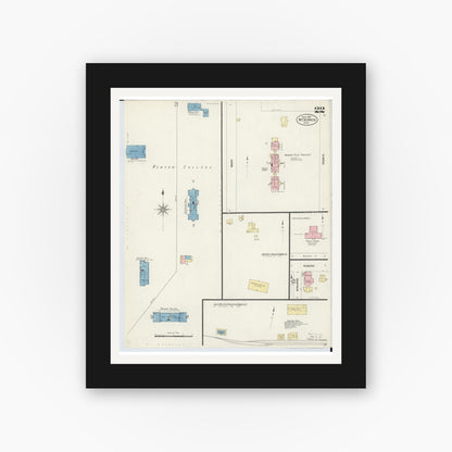 Old map wall art mockup — black gallery frame with white mat — Sanborn Fire Insurance Map from Mount Vernon, Knox County, Ohio (1907), Sheet #0022