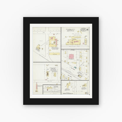 Old map wall art mockup — black gallery frame with white mat — Sanborn Fire Insurance Map from Redkey, Jay County, Indiana (1895), Sheet #0004