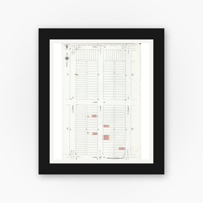 Old map wall art mockup — black gallery frame with white mat — Sanborn Fire Insurance Map from Chicago, Cook County, Illinois (1920), Sheet #0009