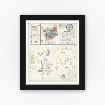 Old map wall art mockup — black gallery frame with white mat — Sanborn Fire Insurance Map from Dowagiac, Cass County, Michigan (1908) - Complete Map Set