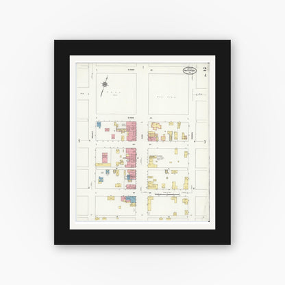 Old map wall art mockup — black gallery frame with white mat — Sanborn Fire Insurance Map from Waterford, Erie County, Pennsylvania (1911), Sheet #0002