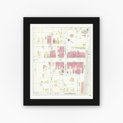 Old map wall art mockup — black gallery frame with white mat — Sanborn Fire Insurance Map from High Point, Guilford County, North Carolina (1911), Sheet #0005