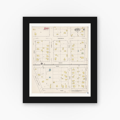 Old map wall art mockup — black gallery frame with white mat — Sanborn Fire Insurance Map from McHenry, McHenry County, Illinois (1922), Sheet #0006