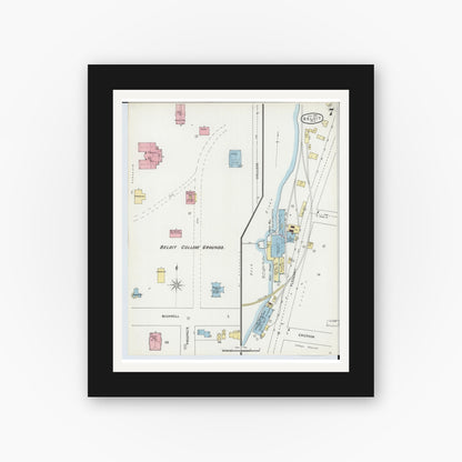 Old map wall art mockup — black gallery frame with white mat — Sanborn Fire Insurance Map from Beloit, Rock County, Wisconsin (1895), Sheet #0007