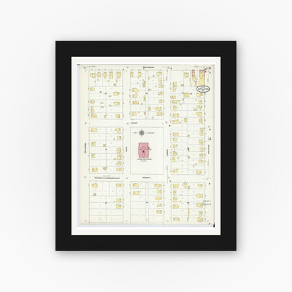 Old map wall art mockup — black gallery frame with white mat — Sanborn Fire Insurance Map from Appleton, Outagamie County, Wisconsin (1911), Sheet #0007