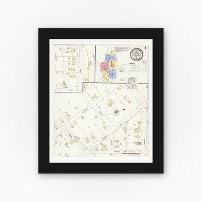 Old map wall art mockup — black gallery frame with white mat — Sanborn Fire Insurance Map from Etna, Siskiyou County, California (1908) - Complete Map Set