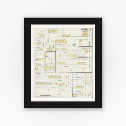 Old map wall art mockup — black gallery frame with white mat — Sanborn Fire Insurance Map from Tampa, Hillsborough County, Florida (1895), Sheet #0020