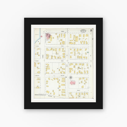 Old map wall art mockup — black gallery frame with white mat — Sanborn Fire Insurance Map from Dunkirk, Chautauqua County, New York (1904), Sheet #0002